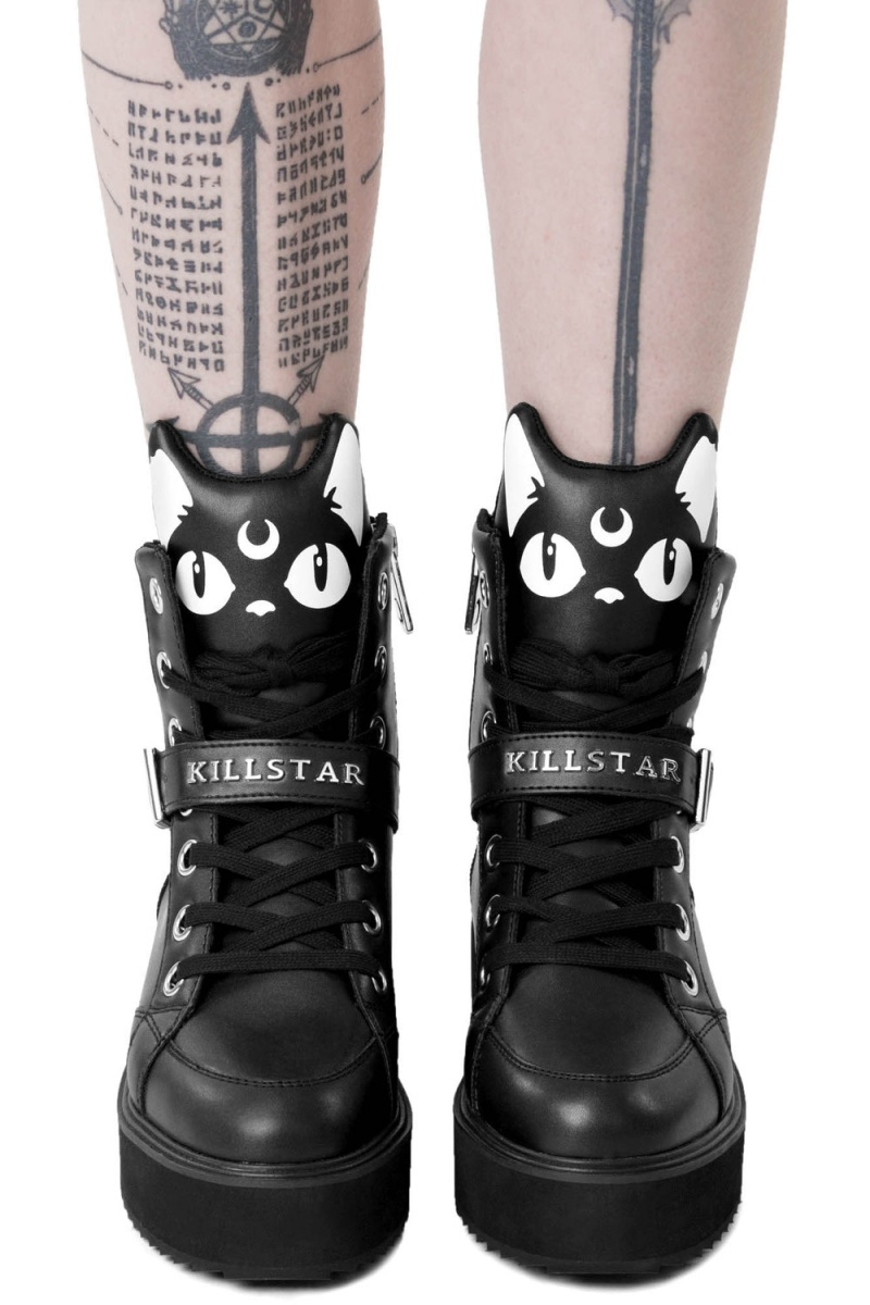 Killstar Keiko Kitty High Tops [B] Černé | IJKYXU-897