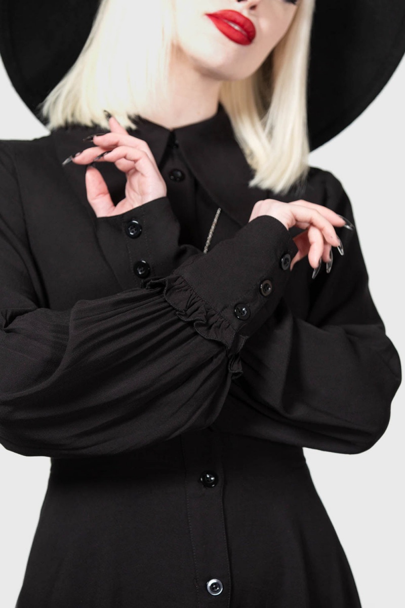 Killstar Kimaris Long Sleeve Šaty Černé | CUZVNJ-581