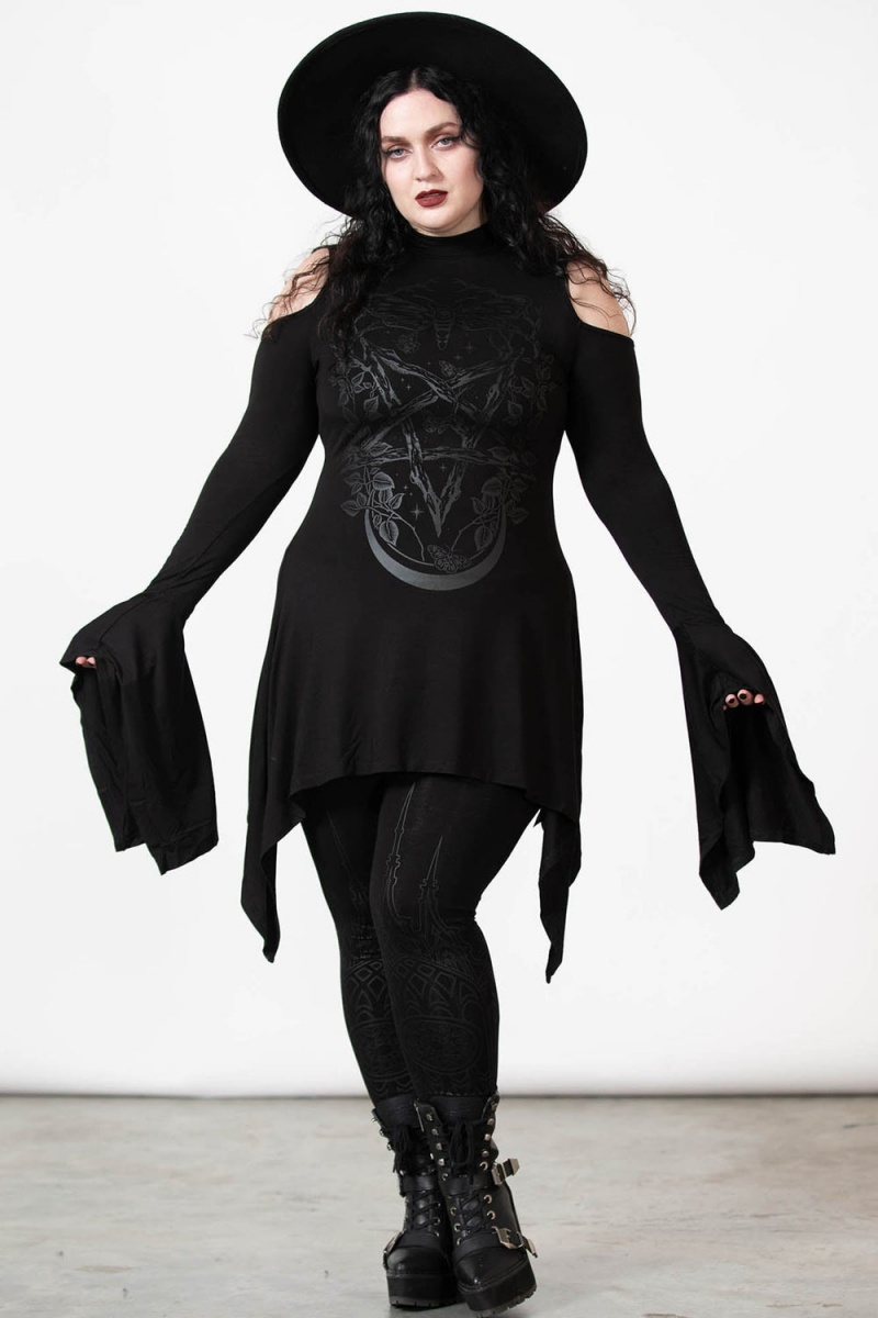Killstar Kiss 'N' Spell Long Sleeve Top Černé | WLXNJK-243