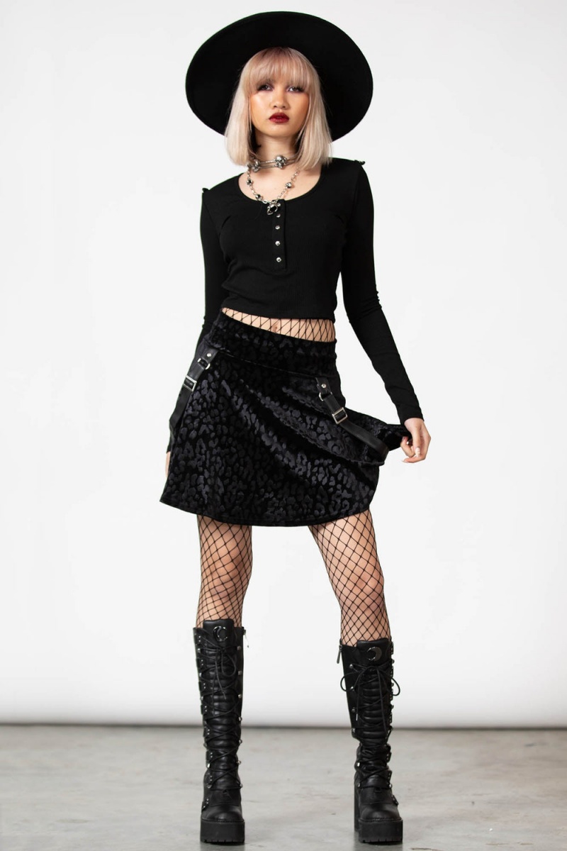 Killstar Kitty Pride Skater Skirt [B] Černé | FKDEWI-389