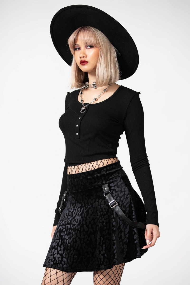 Killstar Kitty Pride Skater Skirt [B] Černé | FKDEWI-389