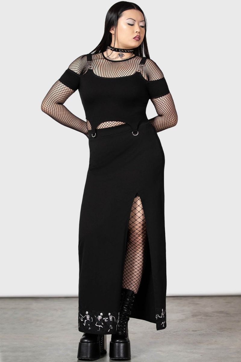 Killstar La Danse Maxi Skirt Černé | GDOEHI-670