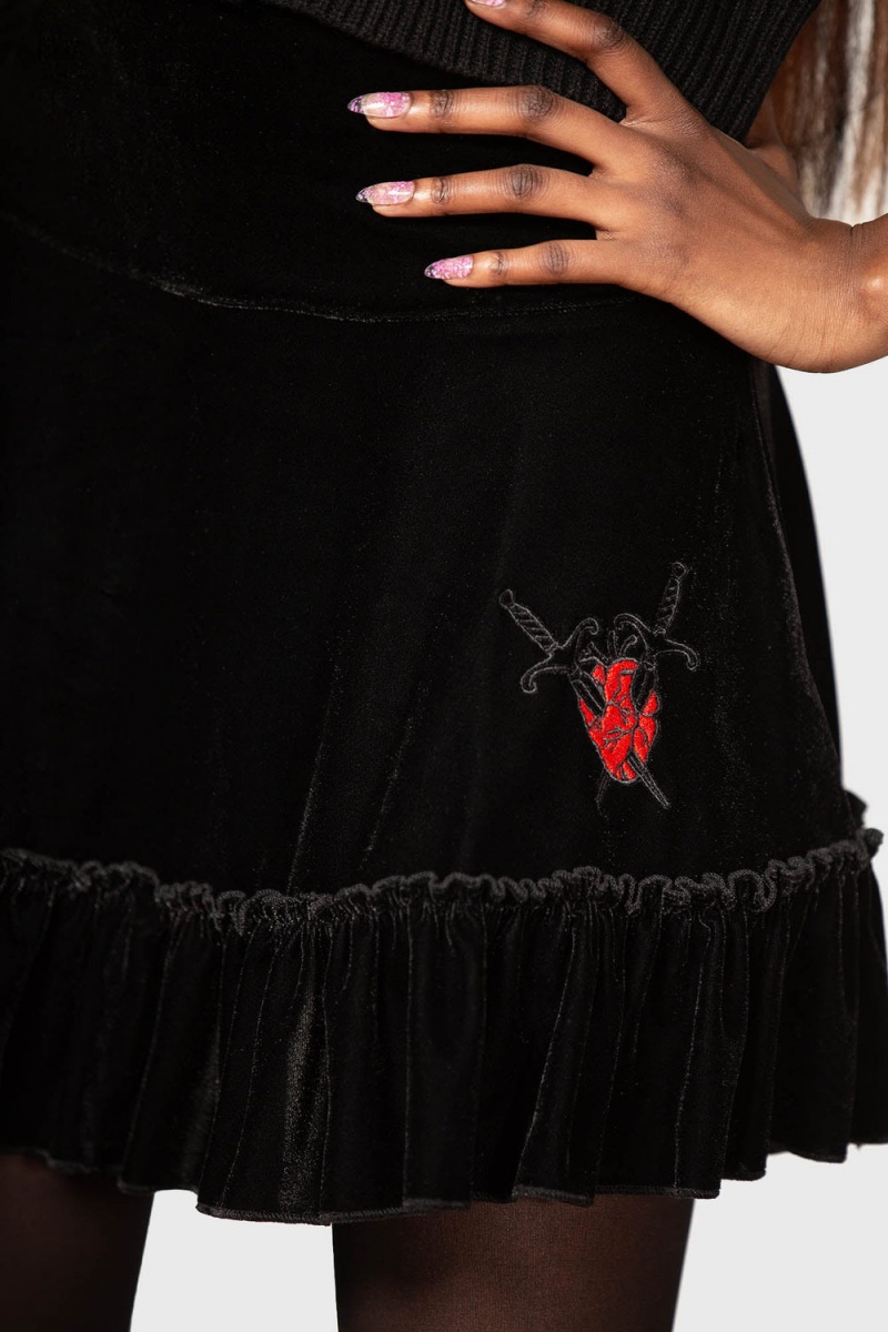 Killstar Lamellae Skater Skirt Černé | WGRAOS-309