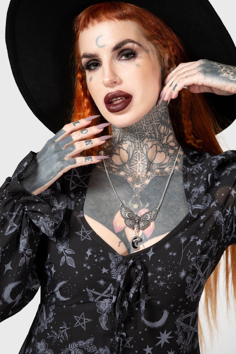Killstar Lauma Maxi Šaty Černé | TXOKPC-701