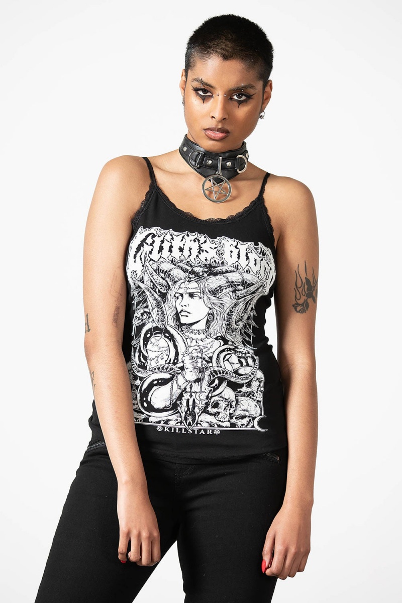 Killstar Lilith's Blood Cami Top Černé | RWMPQO-918