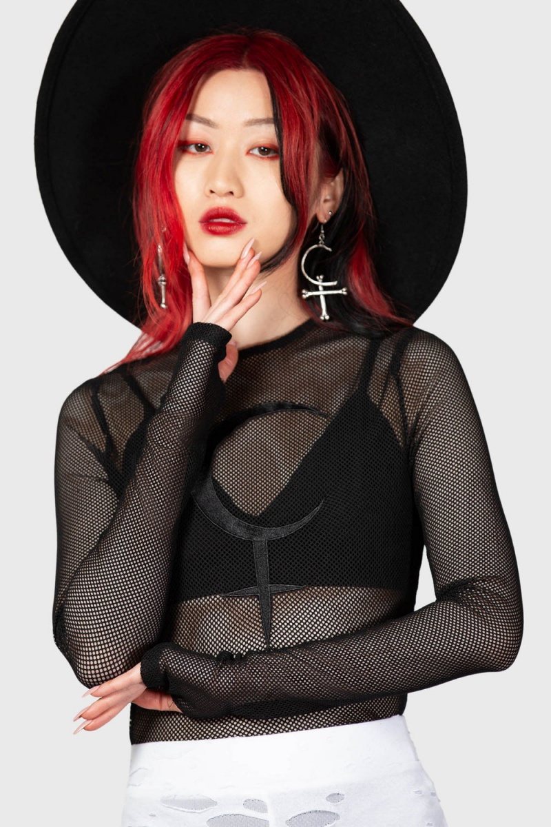 Killstar Lilith's Moon Bodysuit Černé | DAFIUY-431