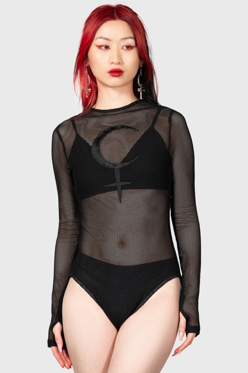 Killstar Lilith's Moon Bodysuit Černé | DAFIUY-431