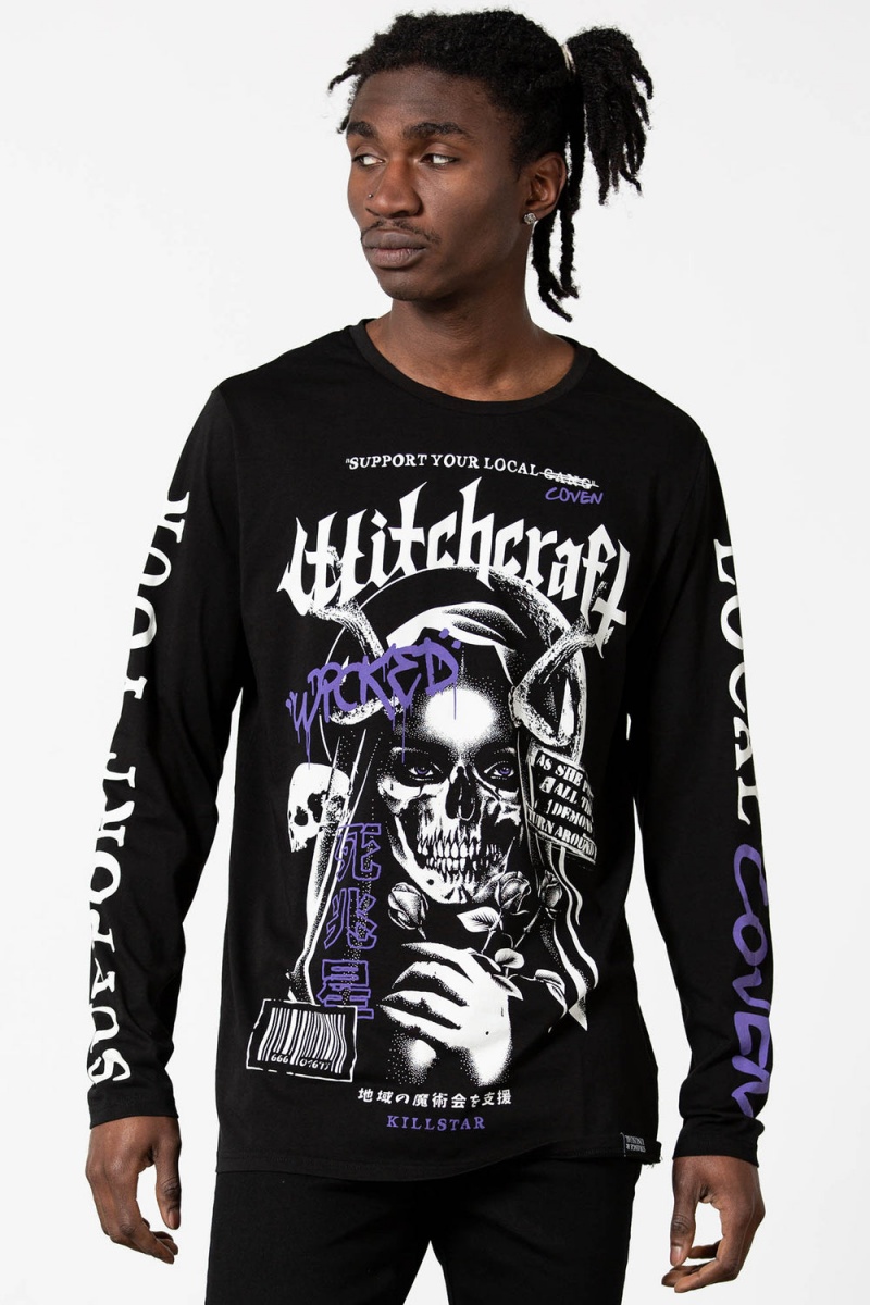 Killstar Local Coven Long Sleeve Top Černé | WYCSRT-983