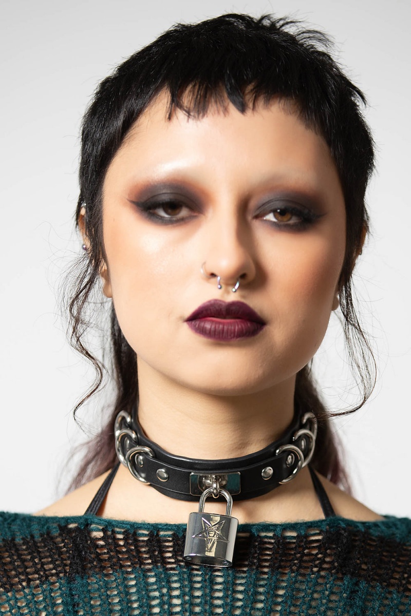 Killstar Lock N' Load Padlock Choker Černé | WZKITX-489