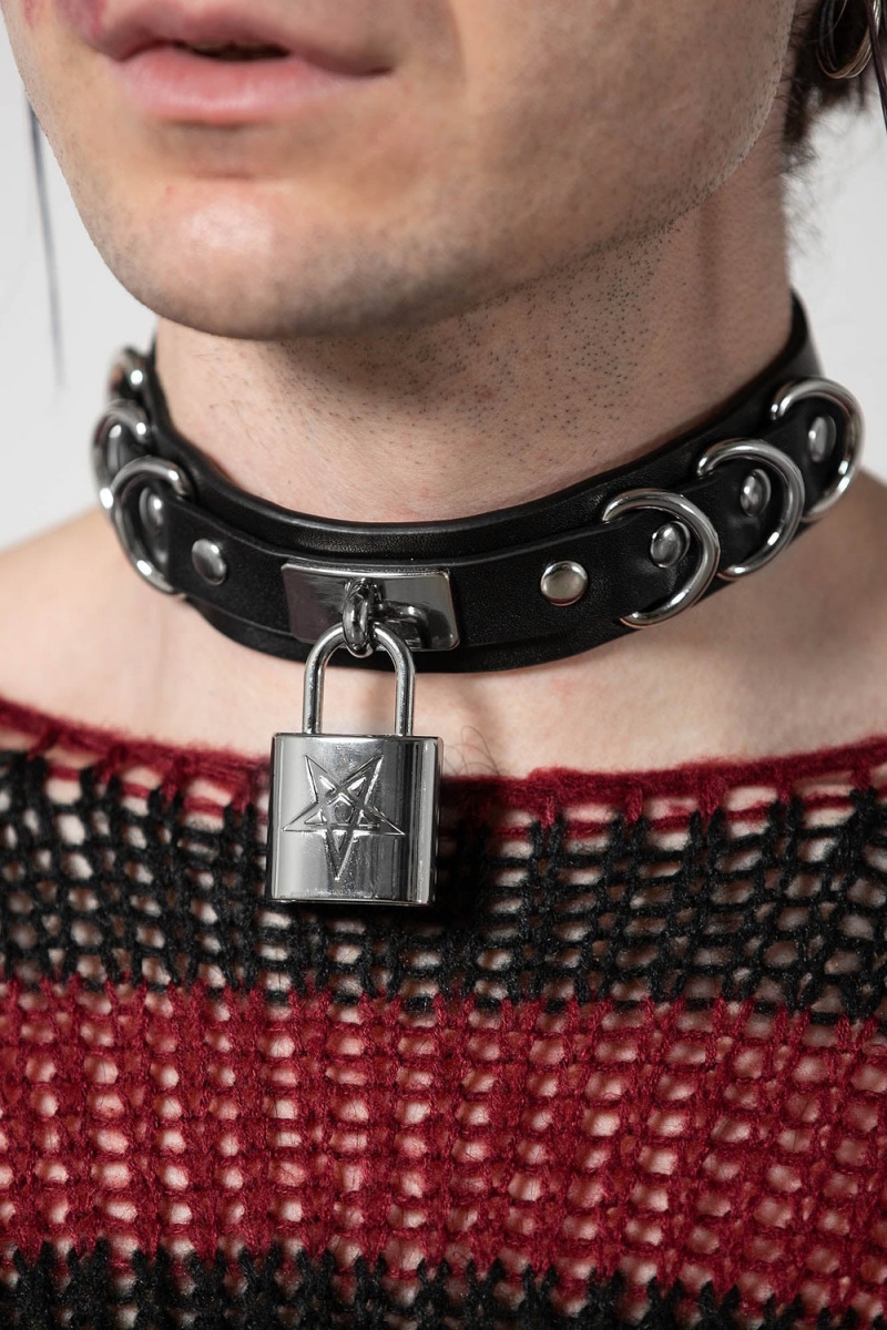 Killstar Lock N\' Load Padlock Choker Černé | WZKITX-489