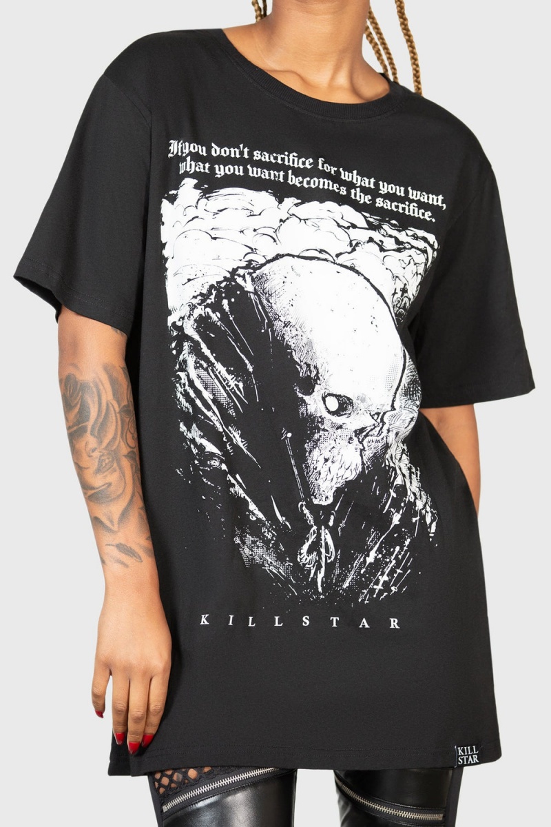 Killstar Lonely Dark T-Shirt Černé Bílé | XSJVON-542