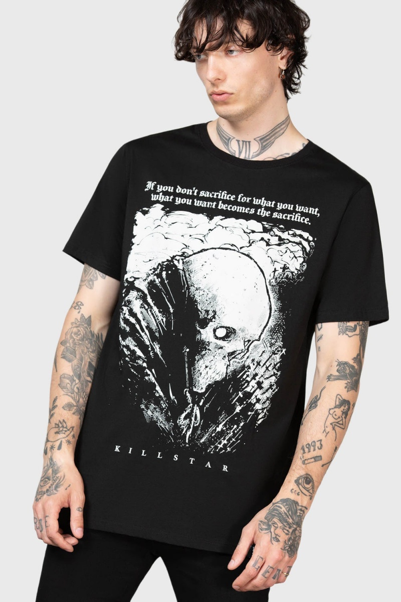 Killstar Lonely Dark T-Shirt Černé Bílé | XSJVON-542