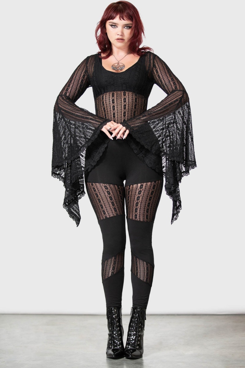 Killstar Lorelena Bodysuit [B] Černé | QDWOCT-329
