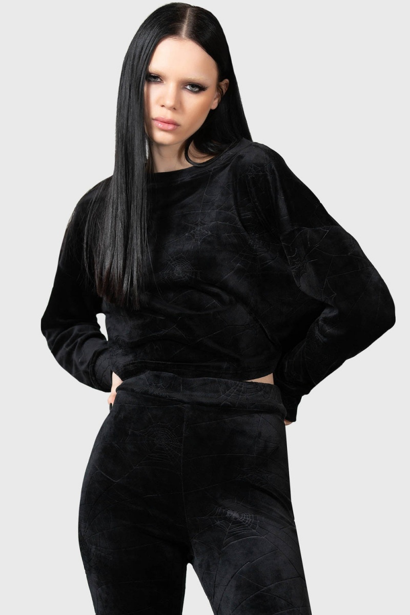 Killstar Lulluspider Sweatshirt Černé | GBJALI-290