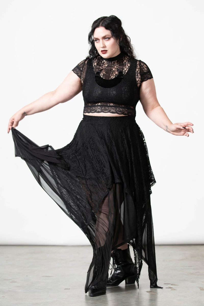 Killstar Lunar Layers Maxi Skirt Černé | BLVAWU-478