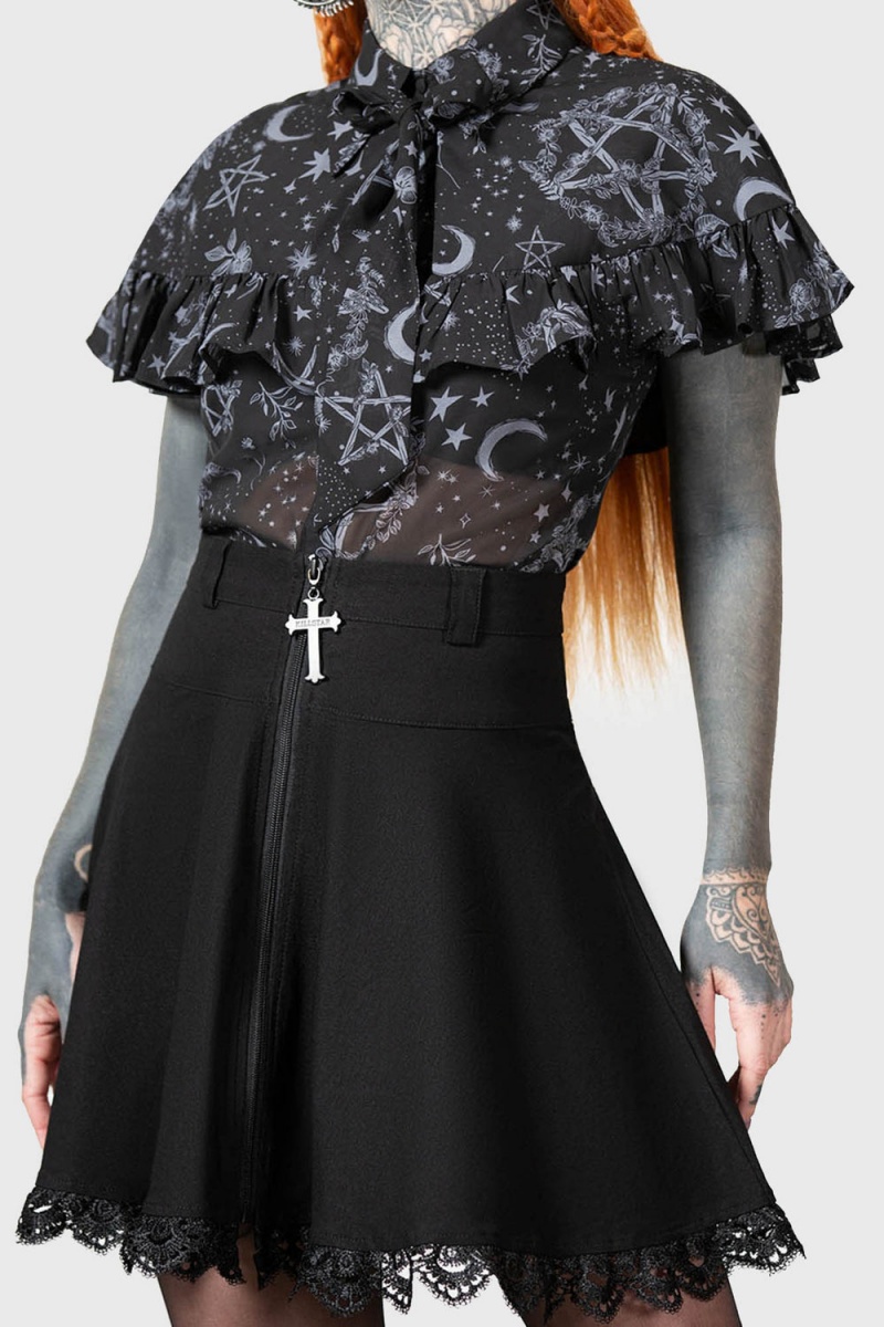 Killstar Lunar Soul Blouse Černé | HPQVFM-172