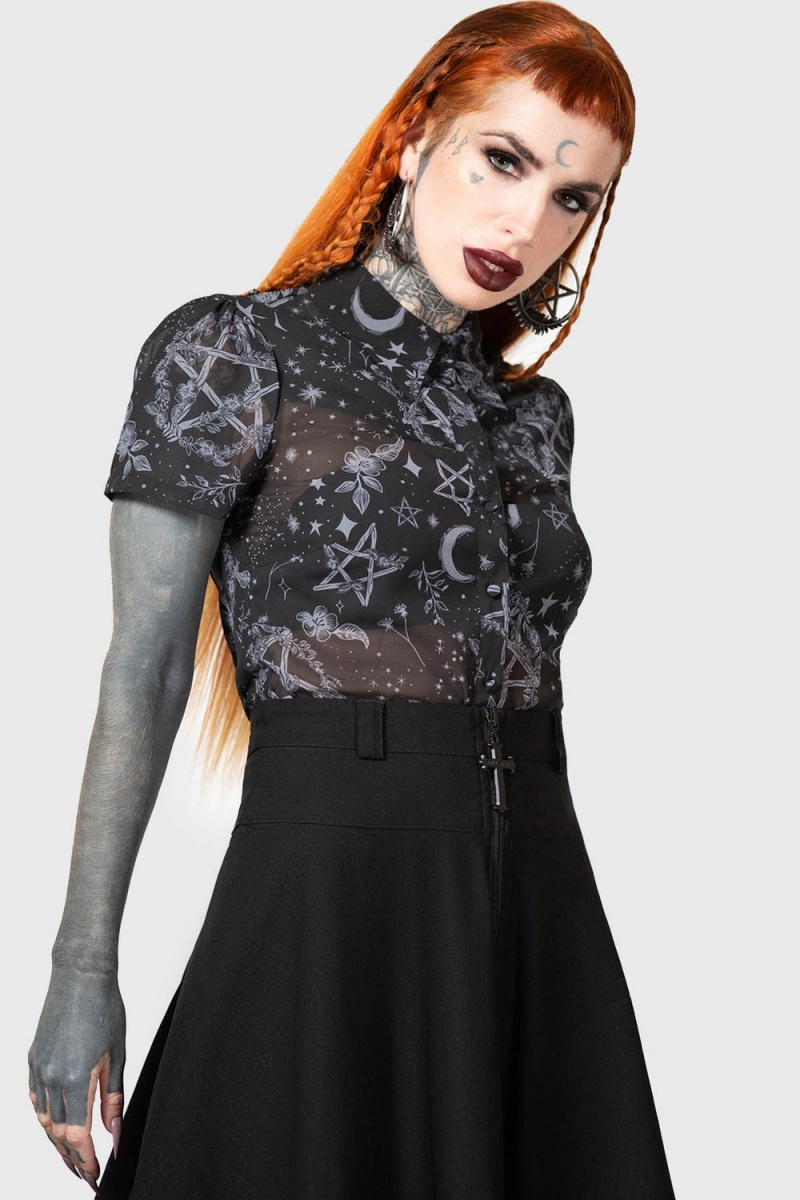 Killstar Lunar Soul Blouse Černé | HPQVFM-172