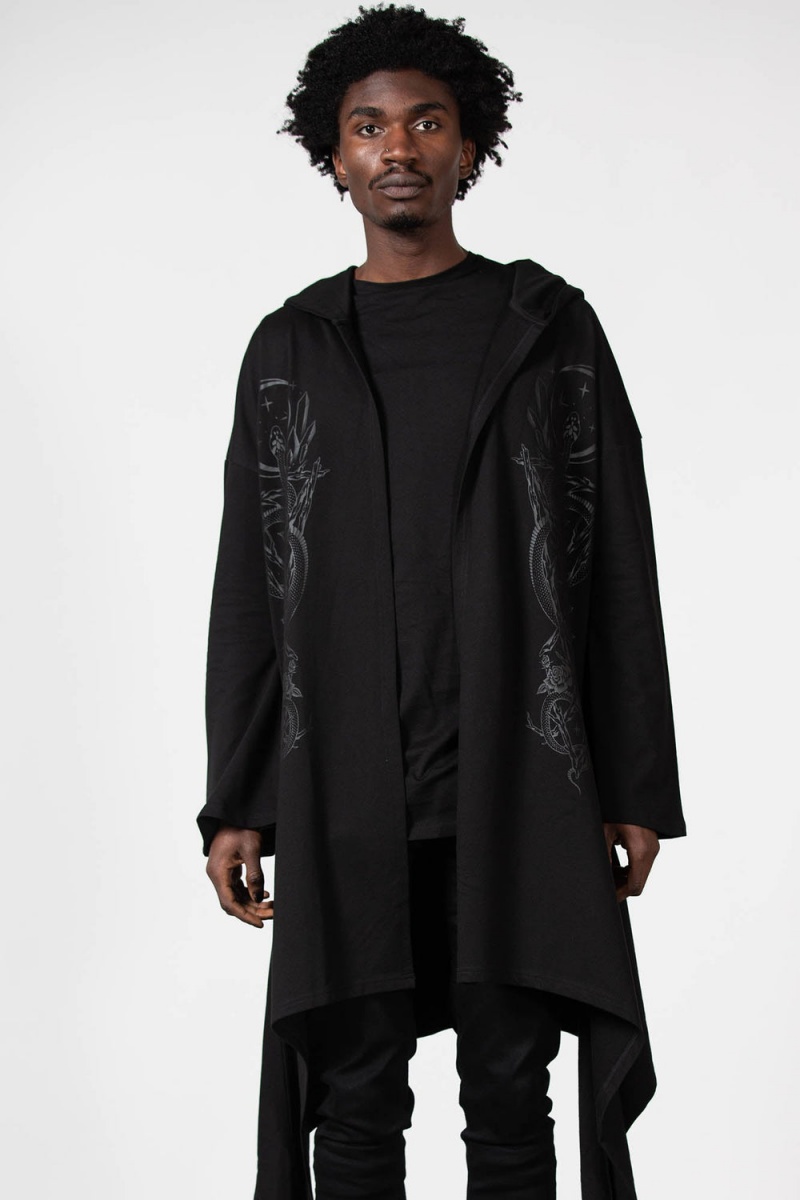 Killstar Lunar Wizard S Kapucí Cardigan Černé | VOKYPL-148