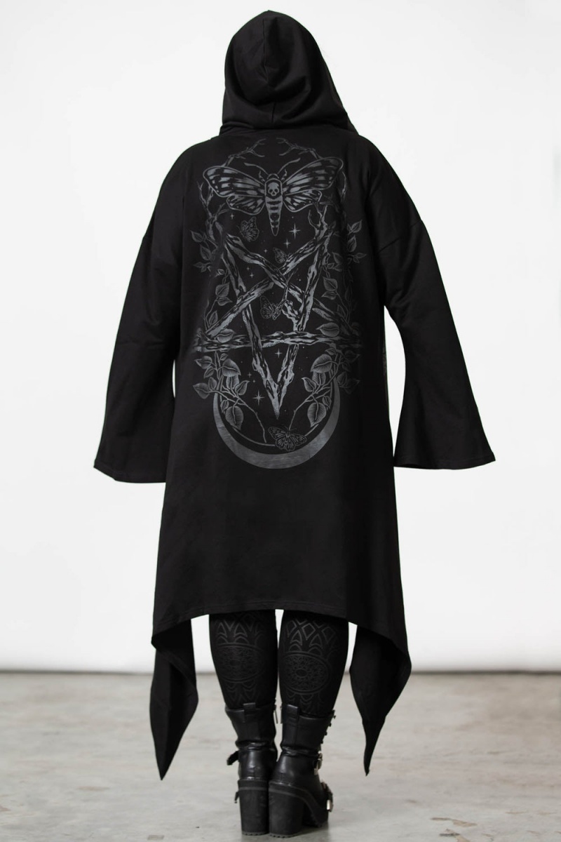 Killstar Lunar Wizard S Kapucí Cardigan Černé | VOKYPL-148