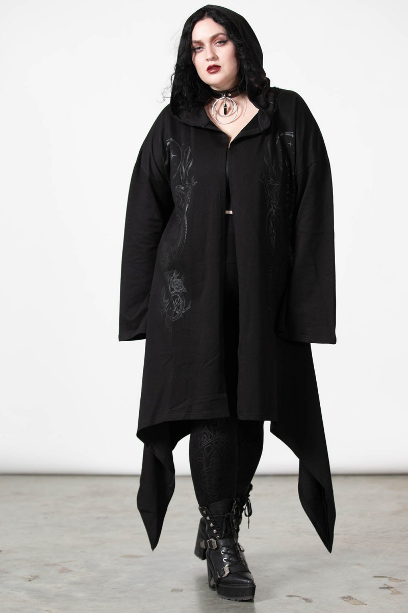 Killstar Lunar Wizard S Kapucí Cardigan Černé | VOKYPL-148