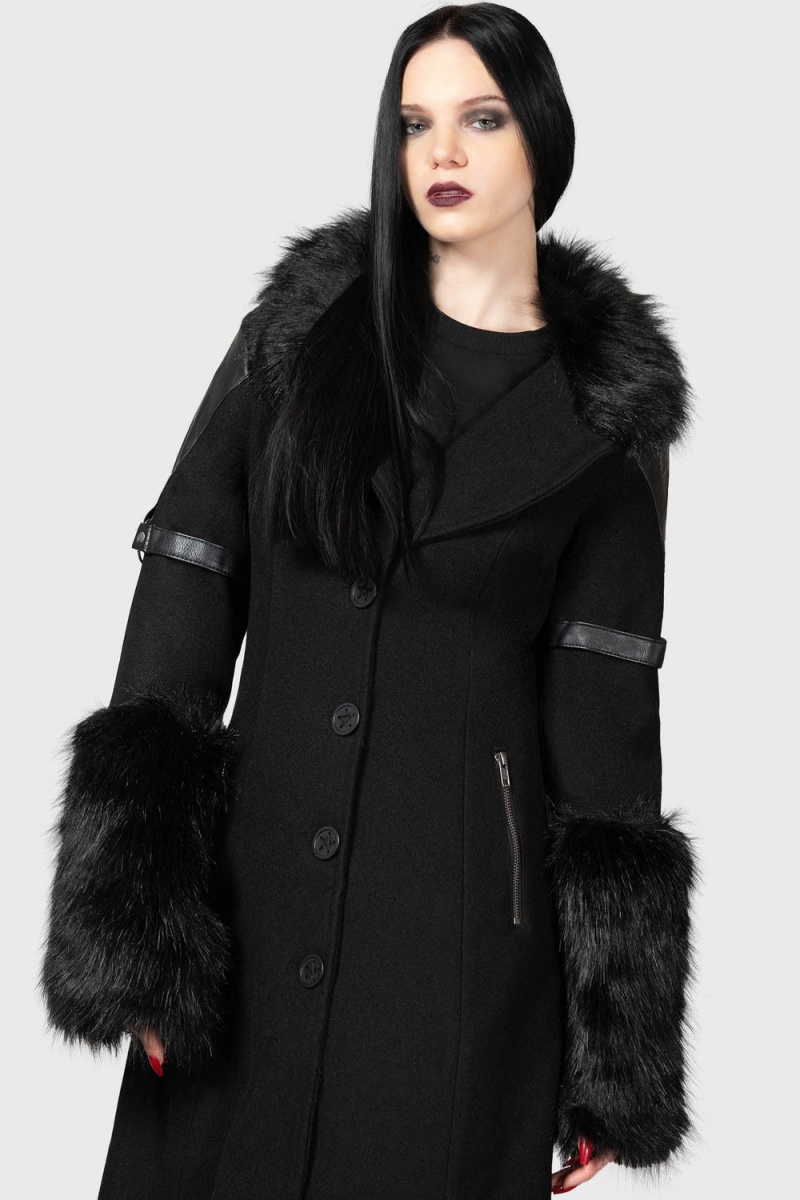 Killstar Madame Mayhem Coat Černé | DJNAKT-680