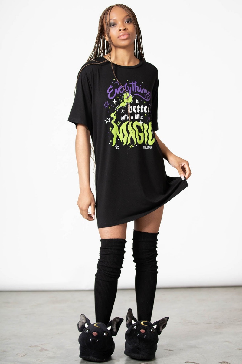 Killstar Magic Rest T-Shirt Černé | NKYPAE-461