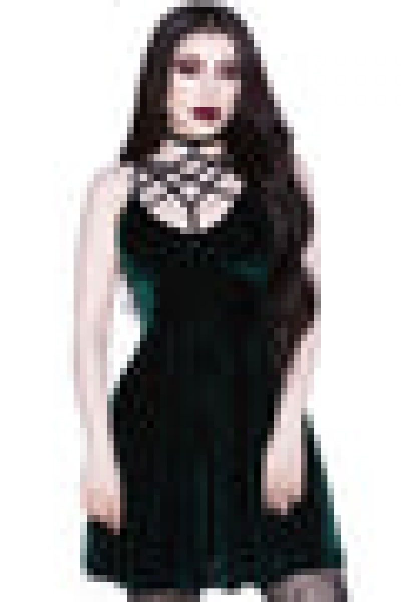 Killstar Magica Skater Šaty [EMERALD] Zelene | IDZUPT-652