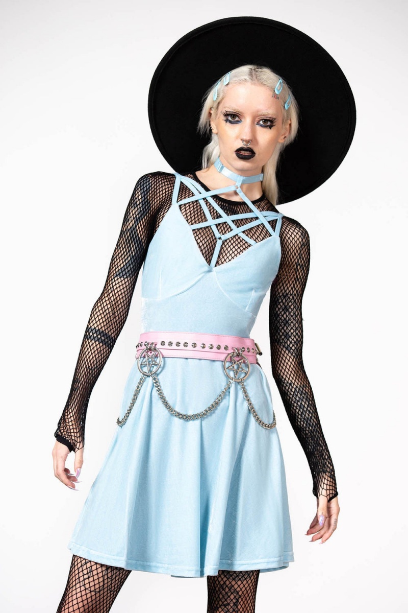 Killstar Magica Skater Šaty [PASTEL BLUE] Blankyt | IPTFMZ-840