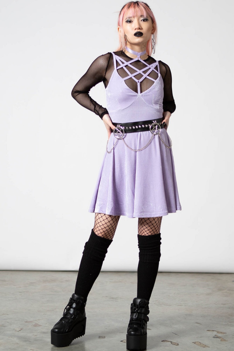 Killstar Magica Skater Šaty [PASTEL LILAC] Lilac | WYRTOH-356