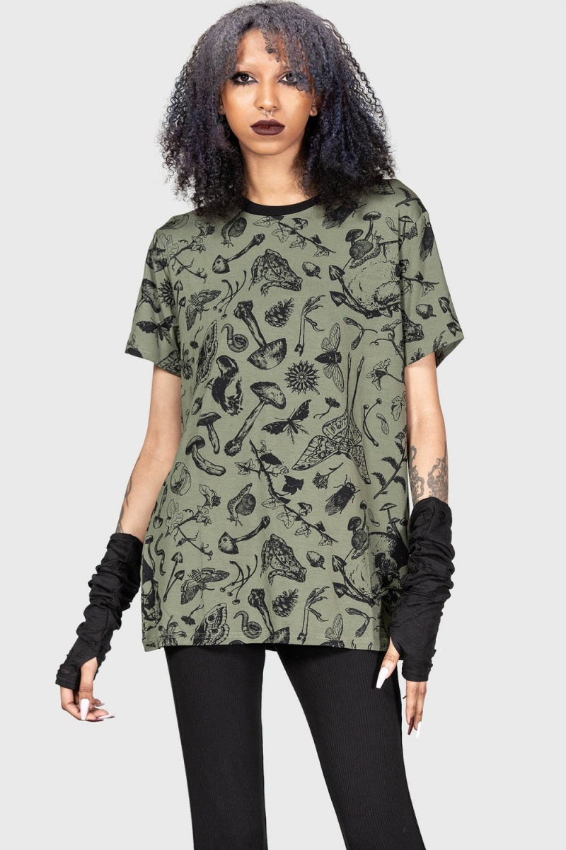 Killstar Mantodea T-Shirt Zelene | MRWJFA-728