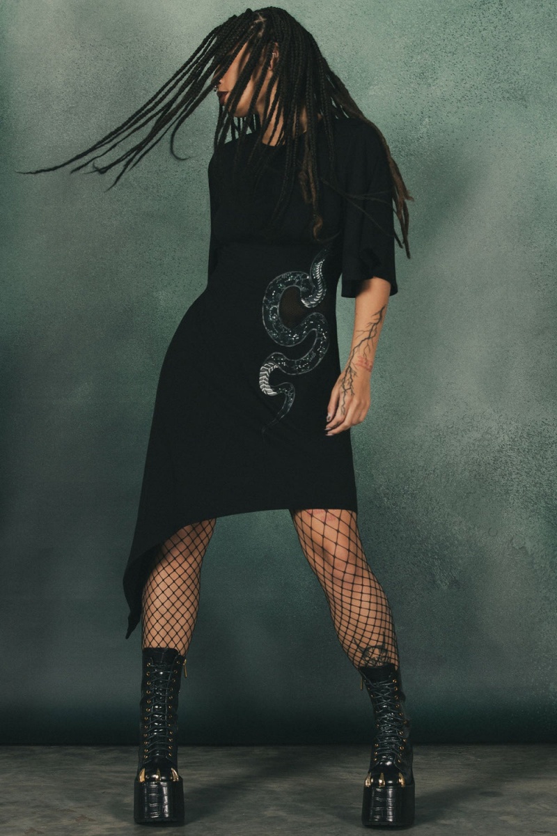 Killstar Maple Asymmetric Šaty Černé | EWDJQK-721