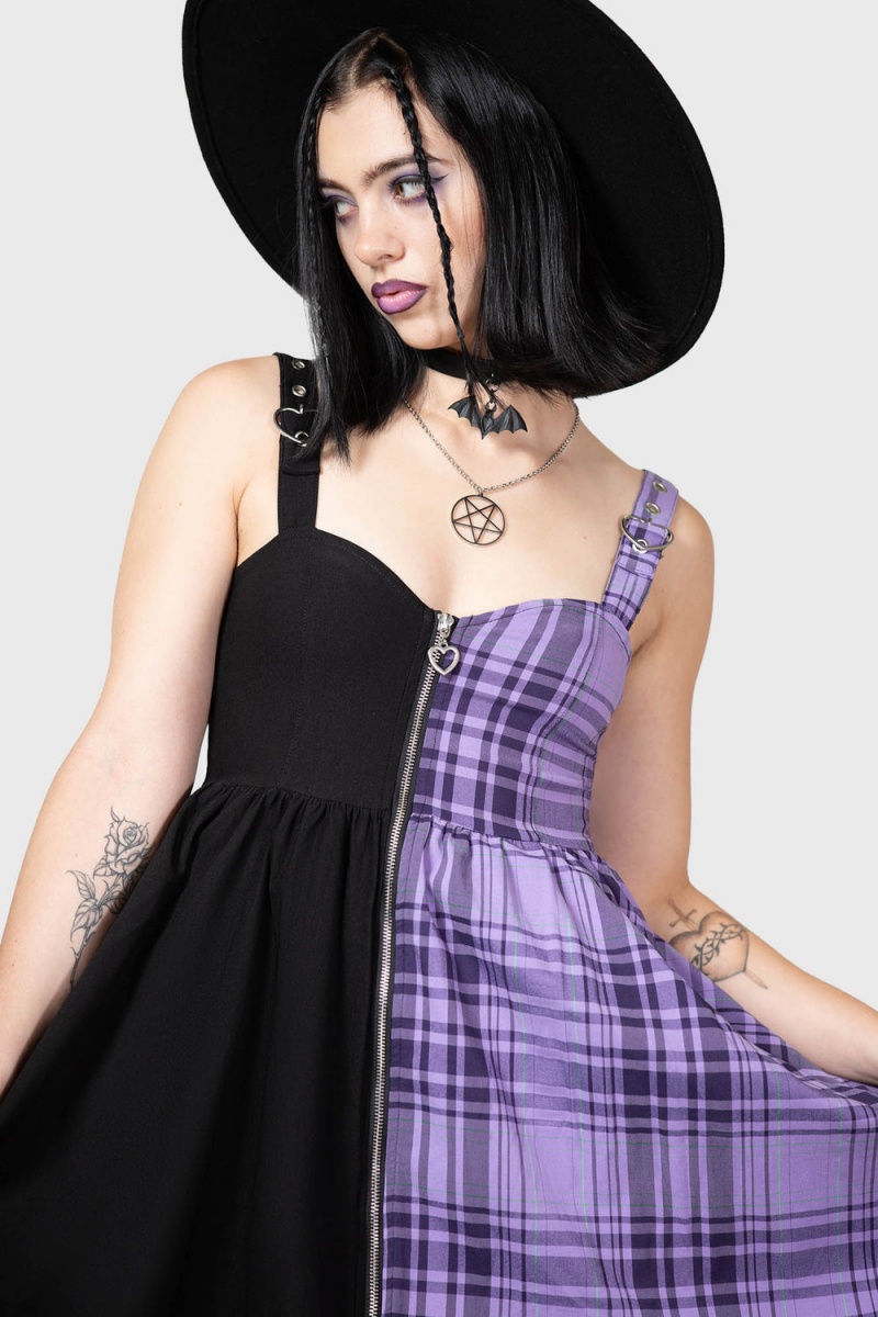 Killstar Marie Zip Šaty Fialové | PCEAHW-215