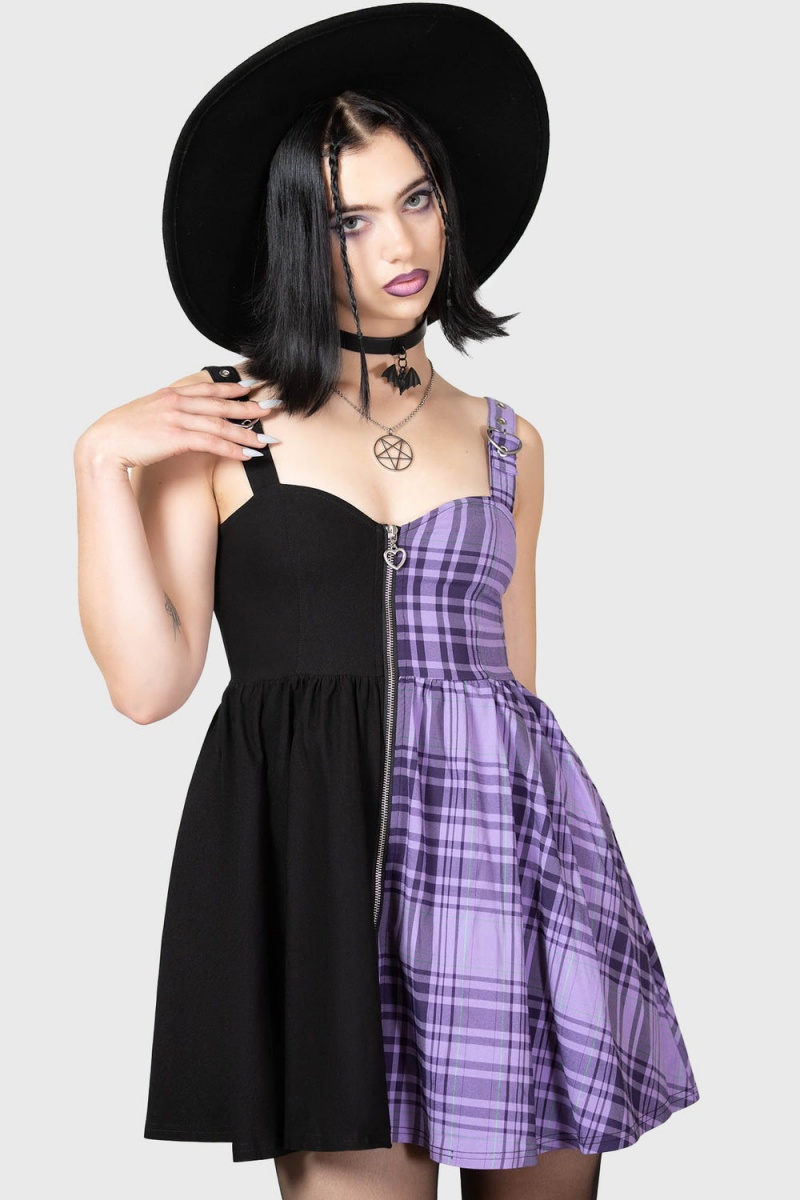 Killstar Marie Zip Šaty Fialové | PCEAHW-215