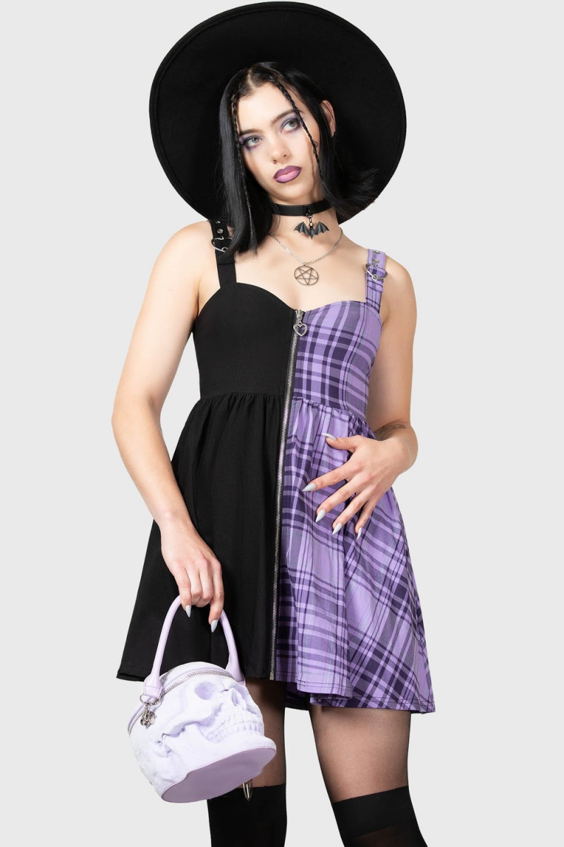 Killstar Marie Zip Šaty Fialové | PCEAHW-215