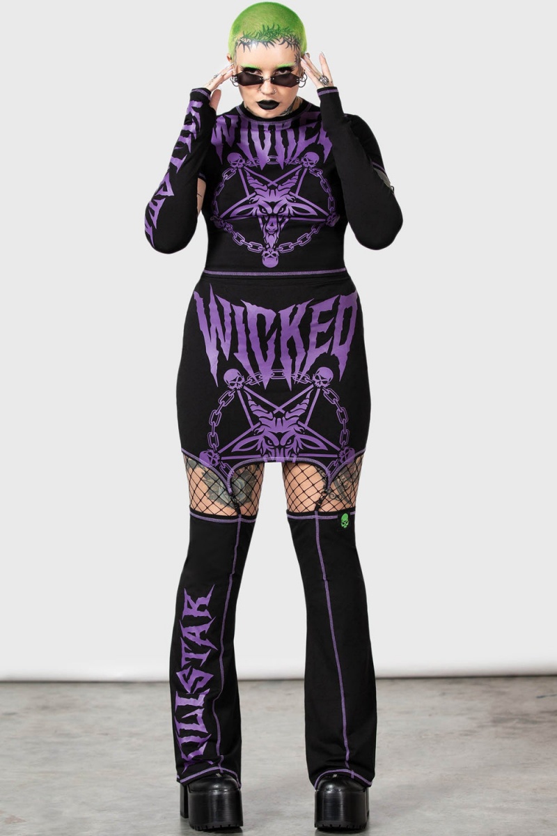 Killstar Martyr Suspender Skirt Černé | WTSINZ-495