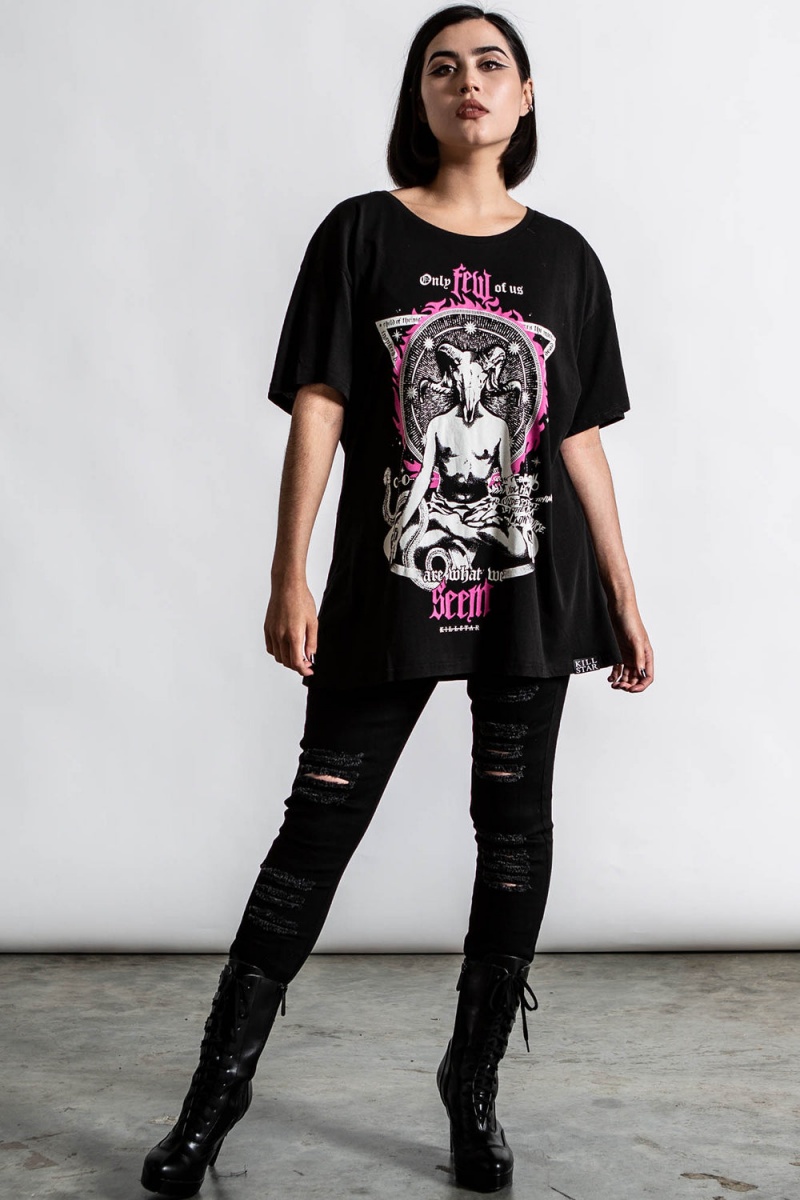 Killstar Meditate Relaxed Top Černé | WKGZAI-725