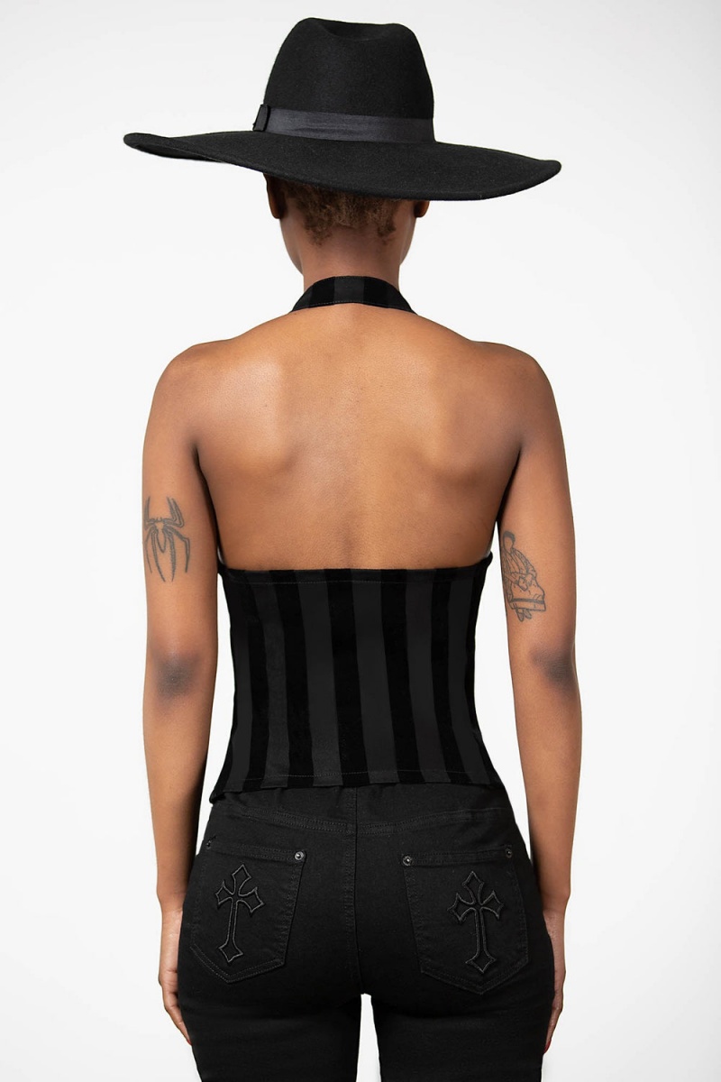 Killstar Merciless Halter Top Černé | MECBWA-403