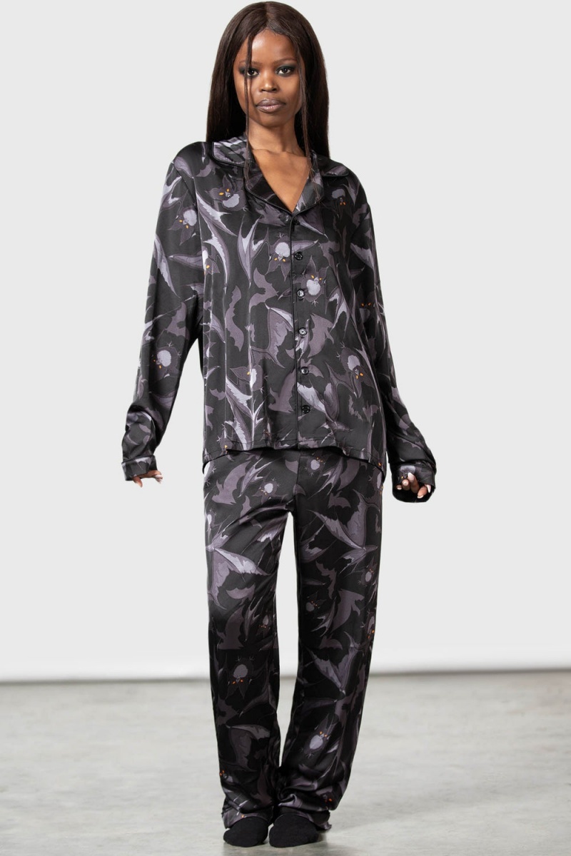Killstar Midnight Ire Lounge Set Černé | NUZSLF-158