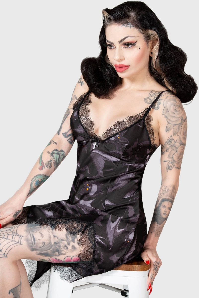 Killstar Midnight Ire Lounge Šaty Černé | UJGTFP-240