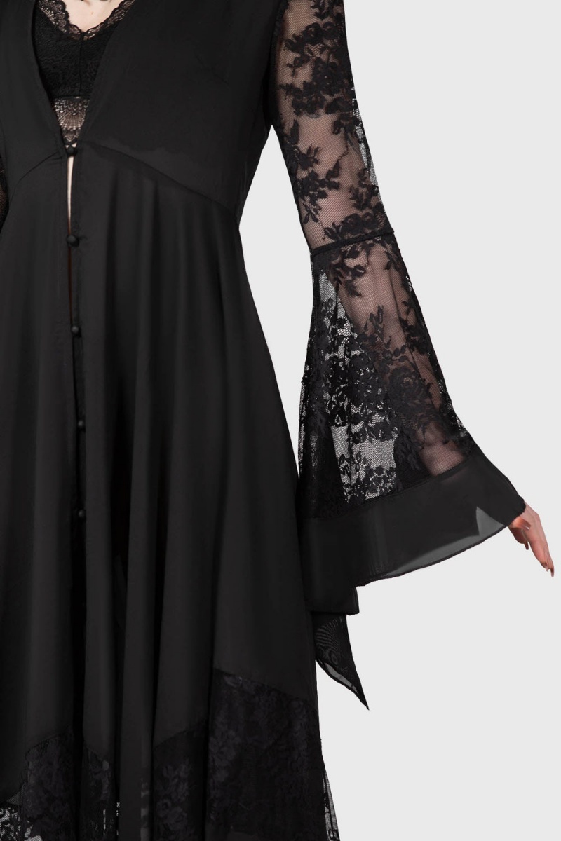 Killstar Misty Night Maxi Šaty Černé | YTPEHA-901