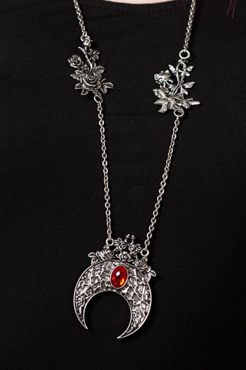 Killstar Moon Bloom Necklace Stříbrné | RWOTDG-523
