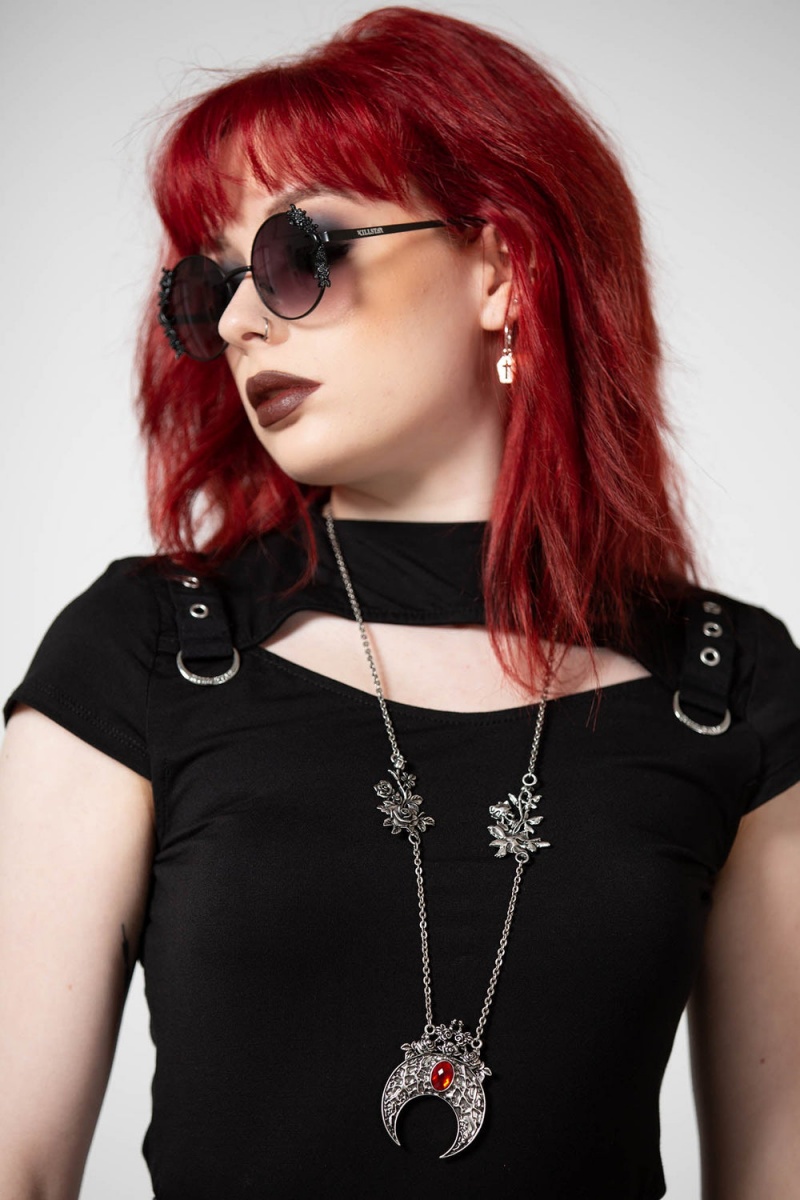 Killstar Moon Bloom Necklace Stříbrné | RWOTDG-523