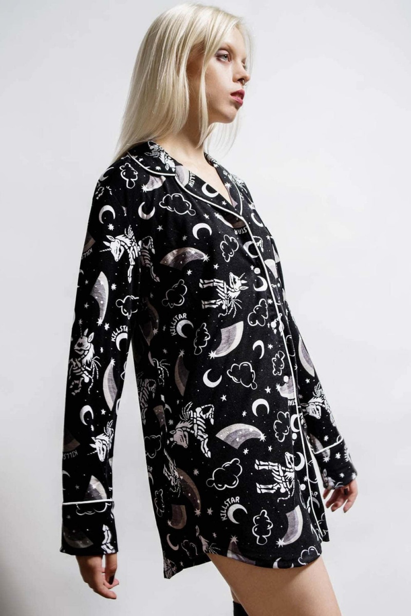 Killstar Moonbow Lounge Shirt Černé | DKZILJ-458