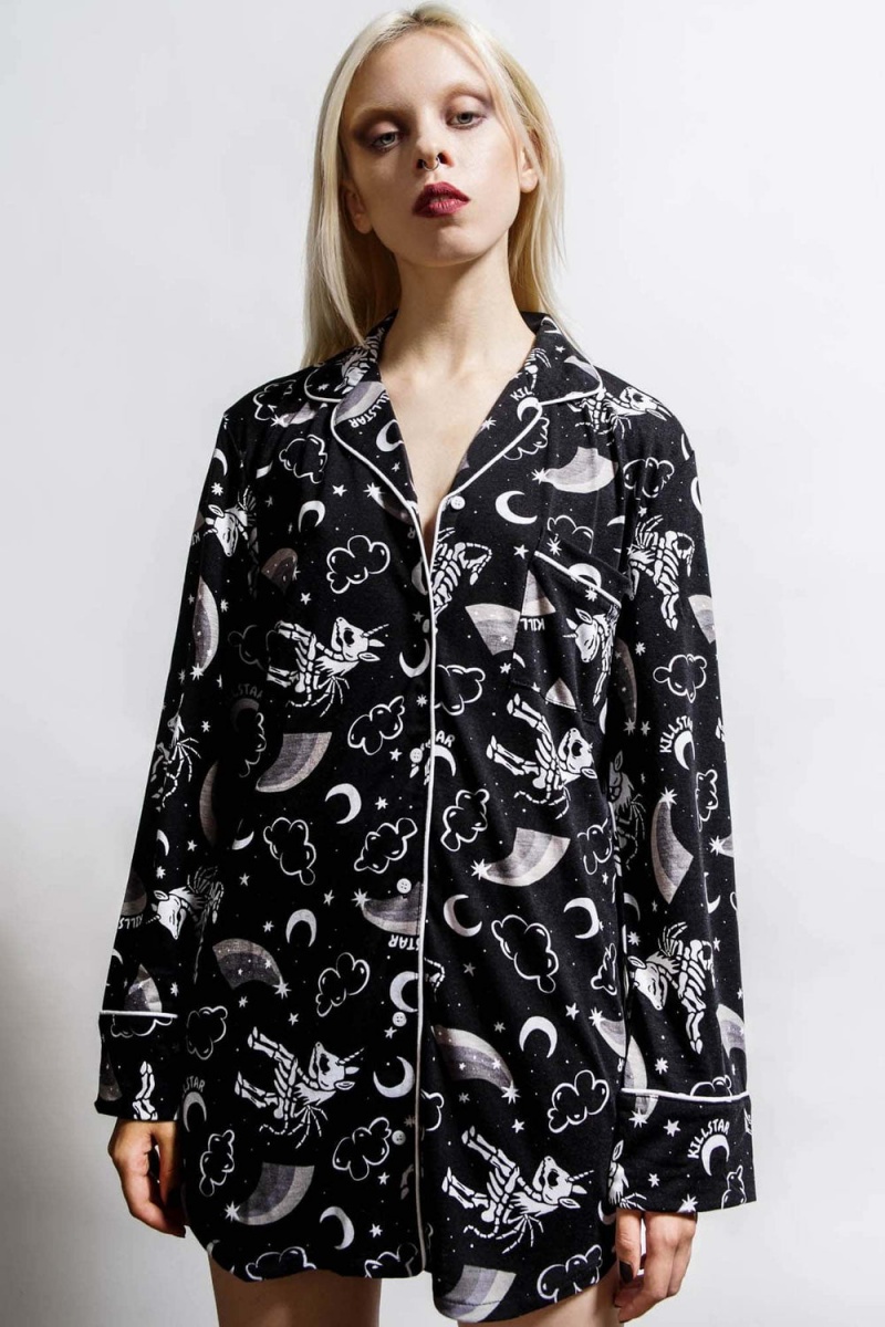 Killstar Moonbow Lounge Shirt Černé | DKZILJ-458