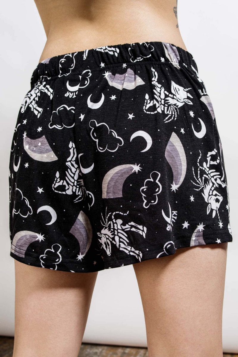 Killstar Moonbow Lounge Shorts Černé | MKGQAC-270