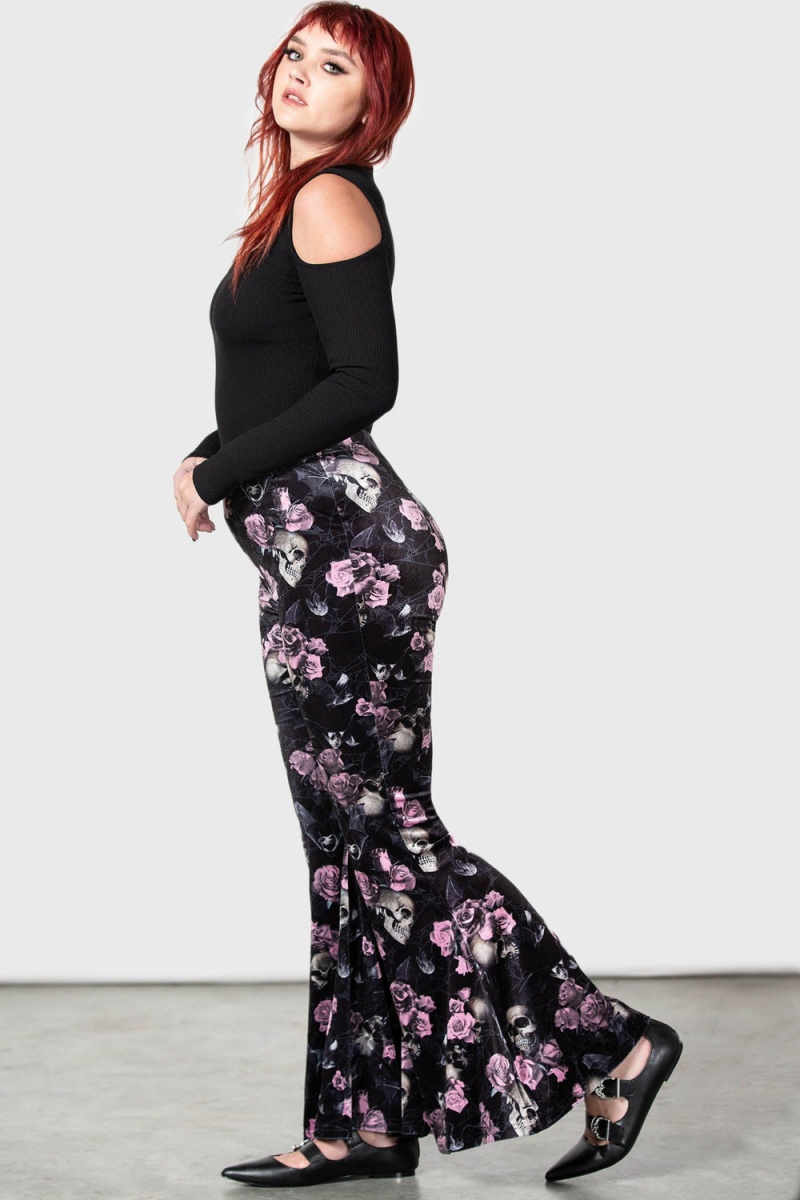 Killstar Moondance Bell Bottoms [BLACK/PINK] Růžové | SPDVQW-893