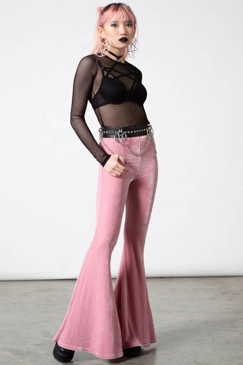Killstar Moondance Bell Bottoms [PASTEL PINK] Růžové | VLUESI-625