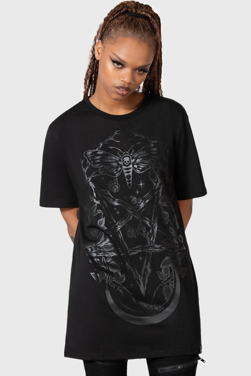 Killstar Moongazer T-Shirt Černé | WCNDYS-137