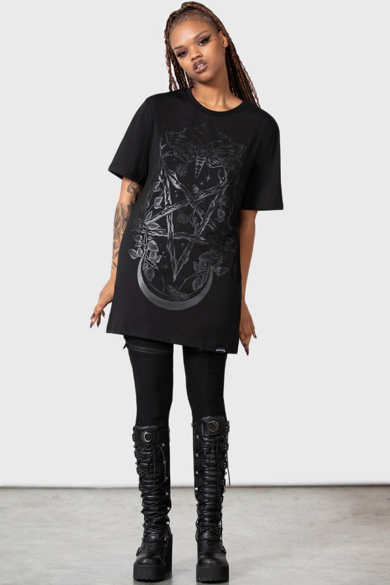 Killstar Moongazer T-Shirt Černé | WCNDYS-137