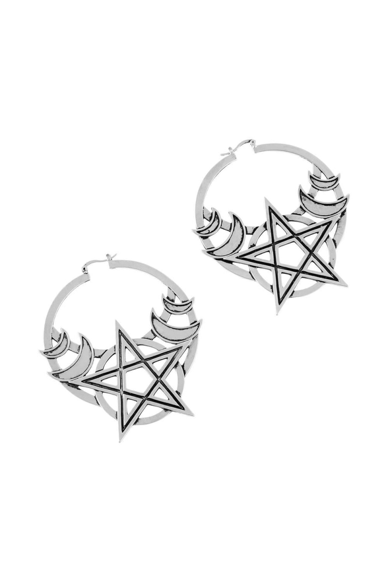 Killstar Moonlit Hoop Earrings [S] Stříbrné | USHJTC-154